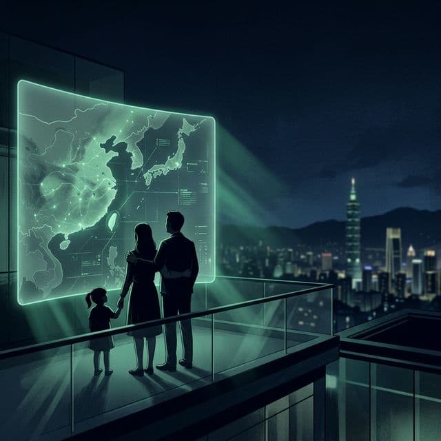 家庭在台北瞭望台海局勢